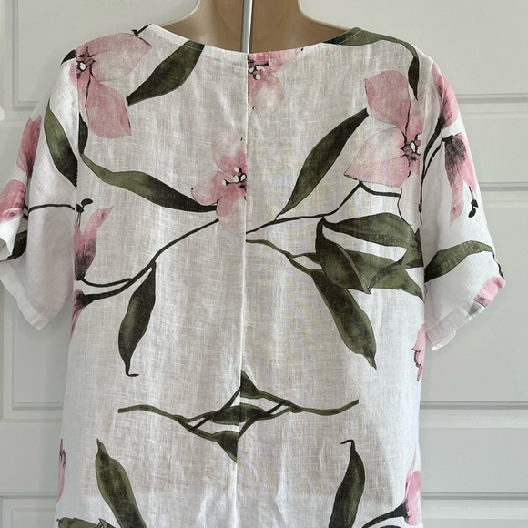 Lungo L’arno Revolve Made in Italy 100% Linen Floral MIDI Short Sleeve Dress M - Picture 7 of 14